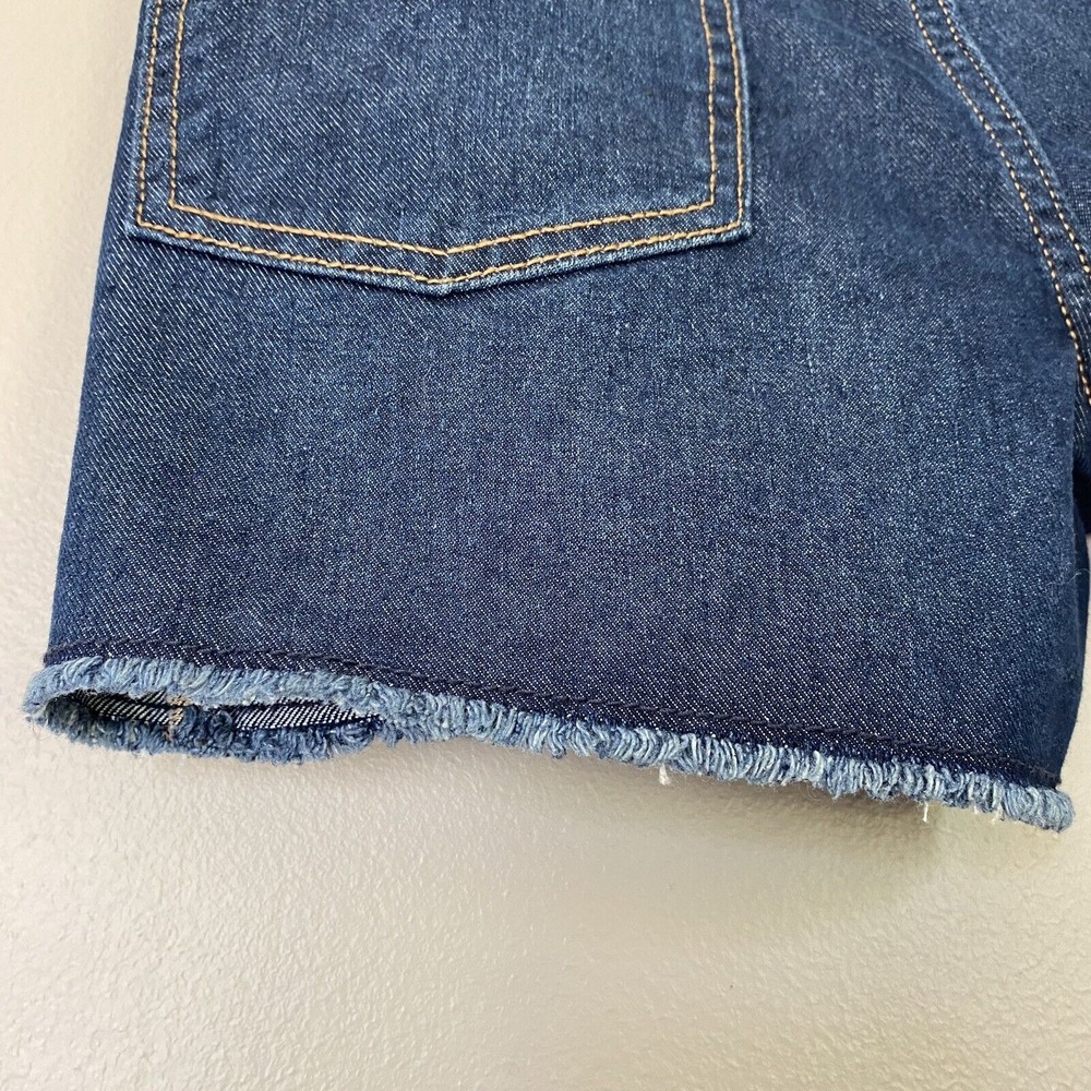 OLD NAVY Girls Blue Denim Frayed Hem High Rise Adjustable Waist Shorts Size 12 - Picture 3 of 11